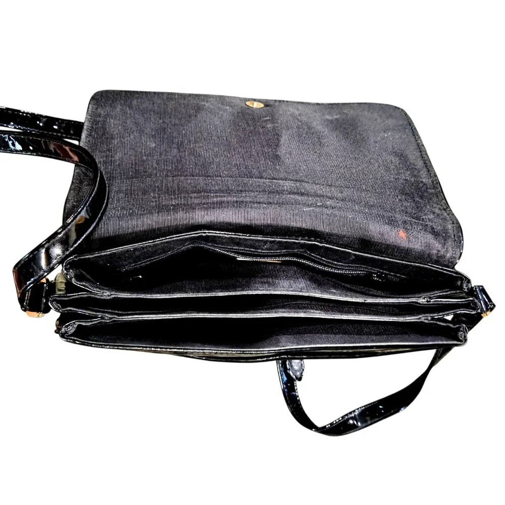Vintage 1970s–1980s Black Patent Finish Shoulder Bag